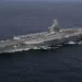 USS Abraham Lincoln aircraft carrier underway in the Atlantic Ocean during a U.S. Navy training exercise.