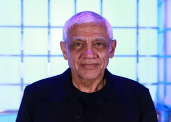 Vinod Khosla, founder of Khosla Ventures, speaks backstage during Collision 2024 at the Enercare Centre in Toronto, Canada.
