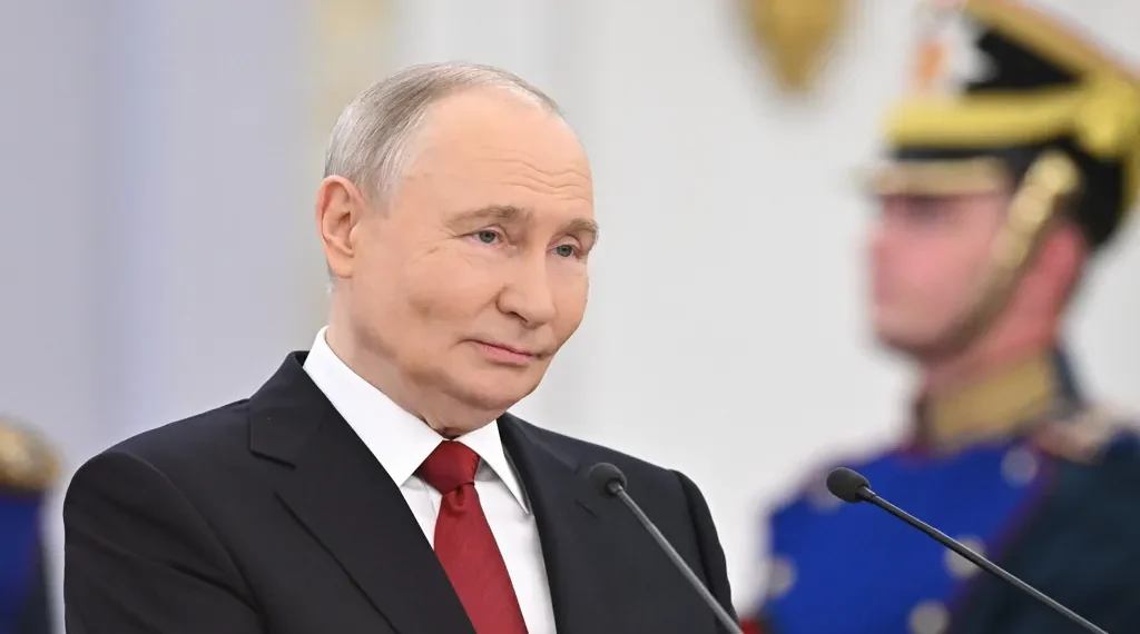 Russian President Vladimir Putin attends a ceremony presenting Hero of Labour medals and state awards in Russia.