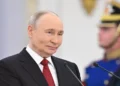 Russian President Vladimir Putin attends a ceremony presenting Hero of Labour medals and state awards in Russia.