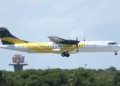 A Voepass ATR 72-500 regional turboprop aircraft is parked at Salvador–Deputado Luís Eduardo Magalhães International Airport in Brazil.