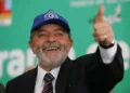 Brazilian President Luiz Inácio Lula da Silva waves to people during a ceremony marking the start of UFSCar construction works in Sorocaba.