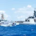 U.S. Coast Guard cutters Stratton and Myrtle Hazard transit the Philippine Sea near Guam during an Indo-Pacific patrol.