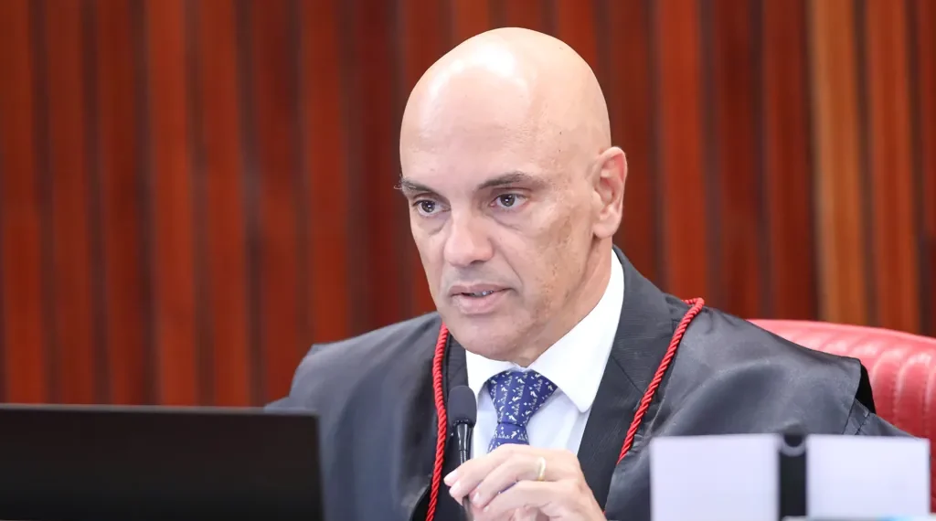 Alexandre de Moraes during a session of Brazil’s Superior Electoral Court, TSE, in Brasília on 14 February 2023.