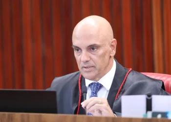 Alexandre de Moraes during a session of Brazil’s Superior Electoral Court, TSE, in Brasília on 14 February 2023.