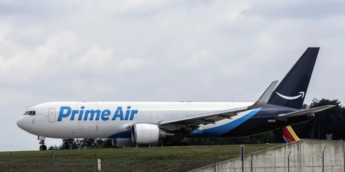 Amazon Air Boeing 767-300 N491AZ prepares for takeoff at Baltimore-Washington International Airport in Maryland on July 25, 2024.