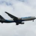 Amazon Air Boeing 767-300F operated by 21 Air approaches Miami International Airport in Miami, Florida.