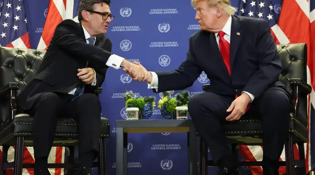 Andy Burnham meets Donald Trump during a bilateral meeting at United Nations Headquarters in New York on September 22, 2026.