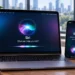 Apple Siri AI assistant displayed on a laptop and smartphone, illustrating voice-based digital assistance across devices.