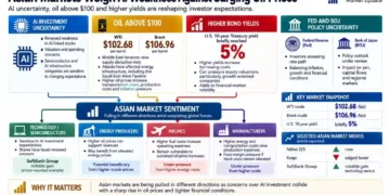 Asian markets face pressure from AI investment uncertainty, surging oil prices, higher bond yields and monetary-policy uncertainty.