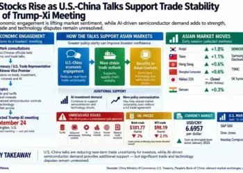 Asian markets rise as U.S.-China trade talks support sentiment, with semiconductor stocks and oil prices featured in the market overview.