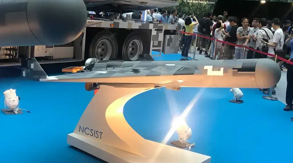 Chien Hsiang loitering munition displayed by Taiwan’s NCSIST at the 2019 Taipei Aerospace and Defense Technology Exhibition.