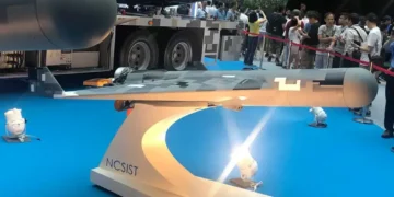 Chien Hsiang loitering munition displayed by Taiwan’s NCSIST at the 2019 Taipei Aerospace and Defense Technology Exhibition.