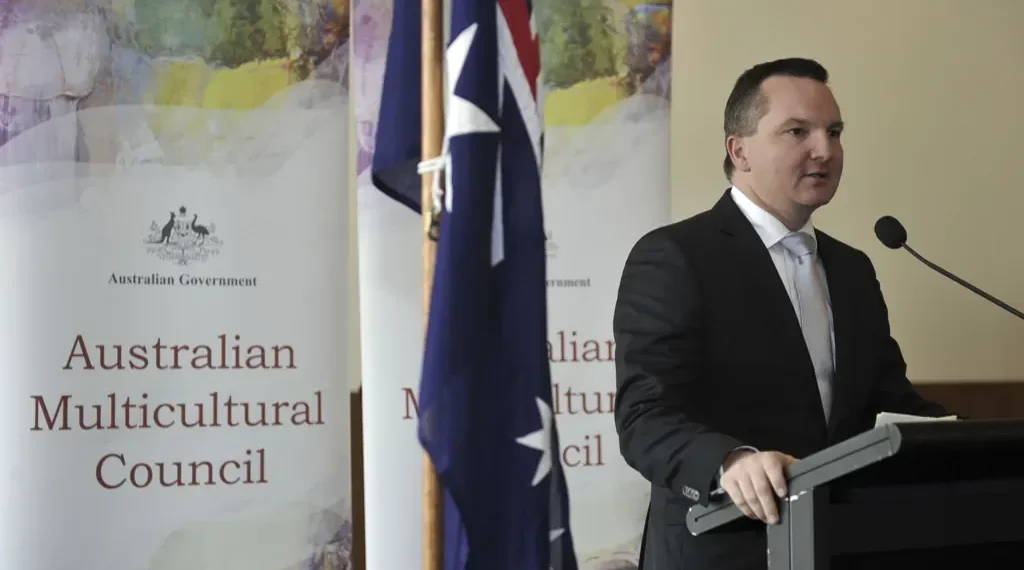 Chris Bowen speaks during the launch of the Australian Multicultural Council and local ambassadors program in August 2011.
