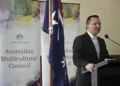 Chris Bowen speaks during the launch of the Australian Multicultural Council and local ambassadors program in August 2011.