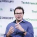Dario Amodei speaks at TechCrunch Disrupt 2023 during a technology industry event in San Francisco, California.