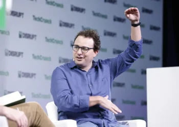 Dario Amodei at TechCrunch Disrupt 2023 in San Francisco, photographed on September 20, 2023.