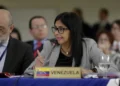 Venezuelan Foreign Minister Delcy Rodríguez attends an extraordinary CELAC foreign ministers meeting in San Salvador on May 2, 2017.