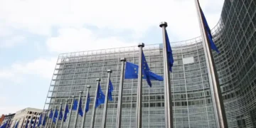 European Commission building in Brussels, Belgium, photographed from outside with the institutional complex visible in the city.