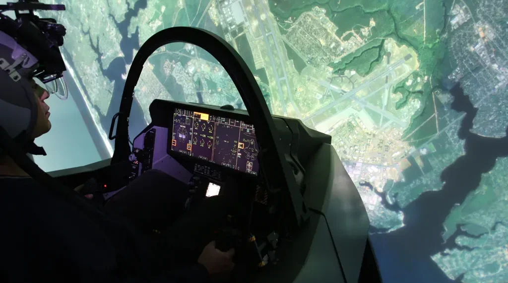 F-35 Full Mission Simulator used for pilot training at Marine Corps Air Station Yuma, Arizona, photographed on June 30, 2015.