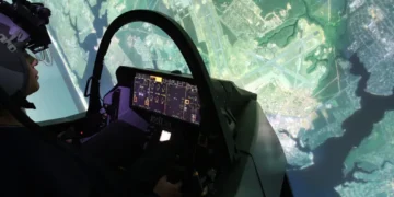 F-35 Full Mission Simulator used for pilot training at Marine Corps Air Station Yuma, Arizona, photographed on June 30, 2015.