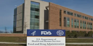 FDA Building 21 stands behind the Food and Drug Administration sign at the agency’s main campus entrance in Silver Spring, Maryland.
