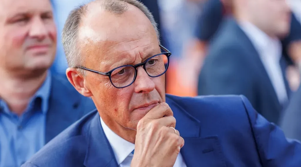 Portrait of Friedrich Merz at a CDU campaign event in Erfurt, Germany, photographed on August 21, 2024.