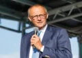 Friedrich Merz speaks at a CDU election campaign event in Erfurt, Germany, during the 2024 state election campaign.