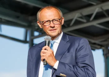 Friedrich Merz speaks at a CDU election campaign event in Erfurt, Germany, during the 2024 state election campaign.