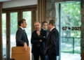 French, Canadian, and British leaders talk after Session I of the G7 Summit in Kananaskis, Alberta, on June 16, 2025.