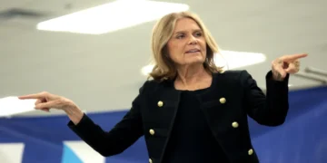 Gloria Steinem speaks with supporters during the Women Together Arizona Summit in Phoenix, Arizona.
