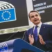 Greek Prime Minister Kyriakos Mitsotakis addresses Members of the European Parliament during a debate on Europe's future and stability.