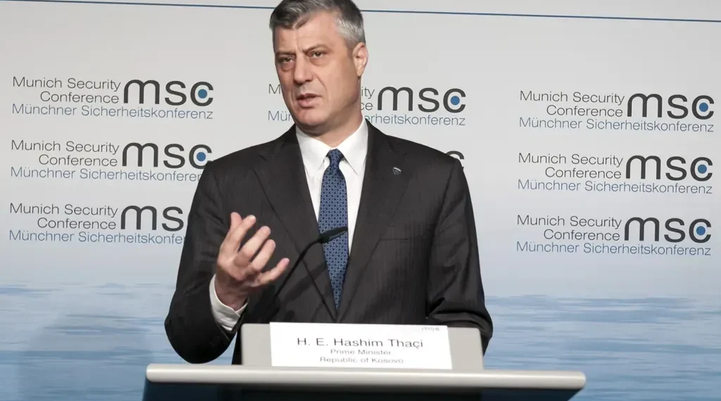 Hashim Thaçi speaks during the 50th Munich Security Conference in Munich, Germany, in February 2014.