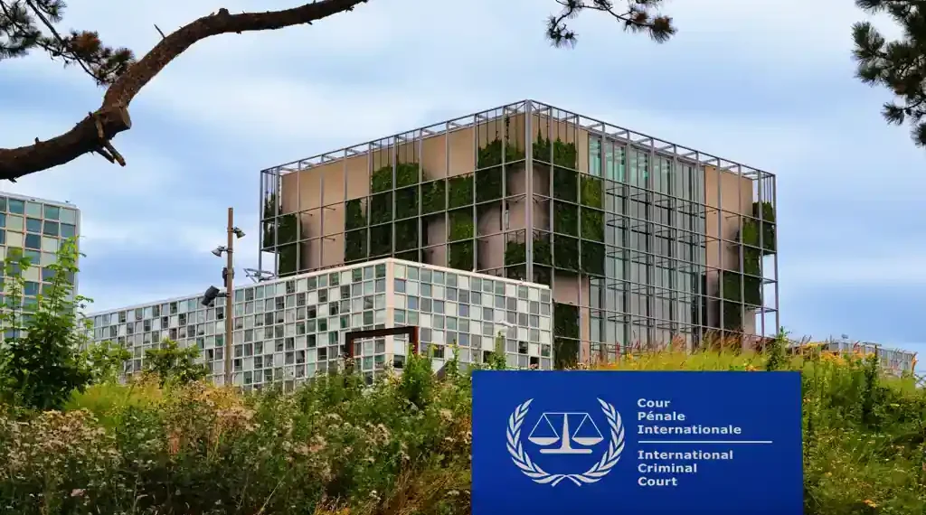 International Criminal Court building in The Hague, Netherlands, photographed from outside with its distinctive modern architecture visible.