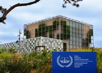 International Criminal Court building in The Hague, Netherlands, photographed from outside with its distinctive modern architecture visible.