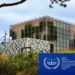 International Criminal Court building in The Hague, Netherlands, photographed from outside with its distinctive modern architecture visible.