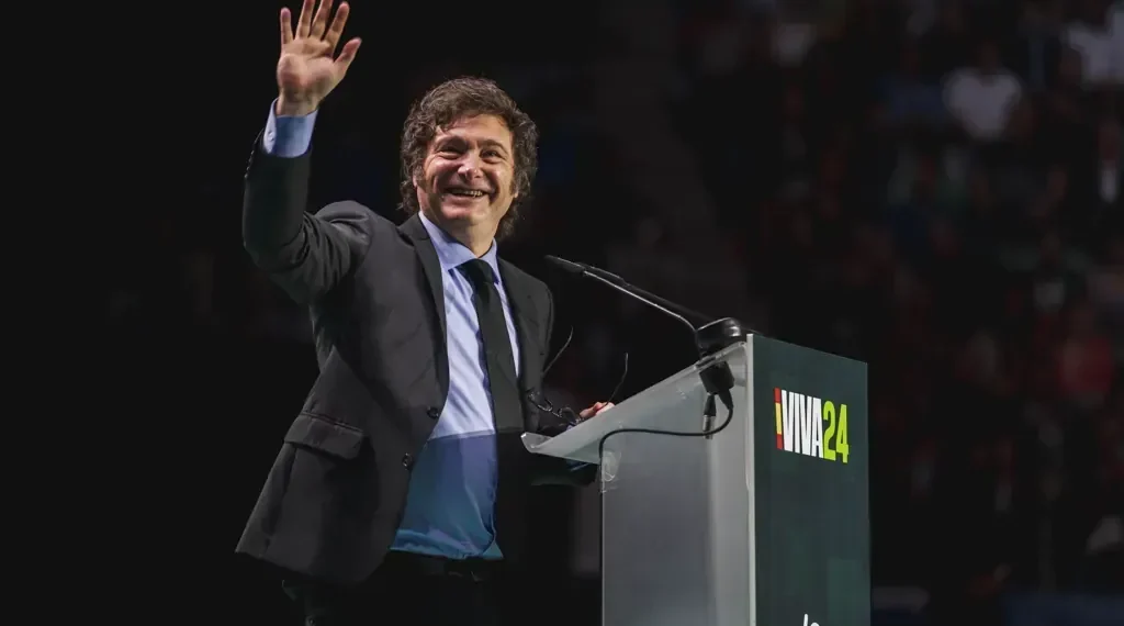 Javier Milei photographed during the VIVA 24 event in May 2024, in an image published by Vox España.