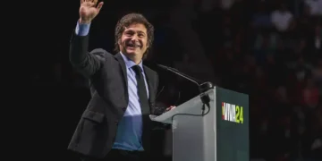 Javier Milei photographed during the VIVA 24 event in May 2024, in an image published by Vox España.