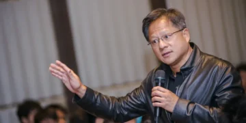 NVIDIA CEO Jensen Huang at the 2016 Taipei International Computer Show in Taipei, photographed on May 31, 2016.