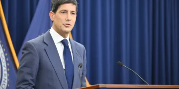 Kevin Warsh answers reporters’ questions during the Federal Open Market Committee press conference on June 17, 2026.