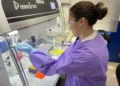 Laboratory scientist performs real-time PCR testing in Ghana during efforts to investigate the mpox outbreak in West Africa in November 2022.