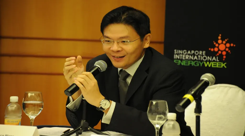 Lawrence Wong speaks at the Singapore International Energy Week conference in Singapore during a 2010 energy policy event.