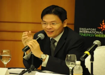 Lawrence Wong speaks at the Singapore International Energy Week conference in Singapore during a 2010 energy policy event.