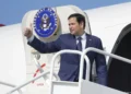 Marco Rubio aboard Air Force Three en route to Germany for the Munich Security Conference and G7 foreign ministers meeting.