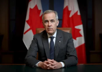Canadian Prime Minister Mark Carney delivers a televised message marking International Women's Day in March 2026.