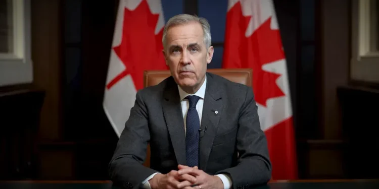 Canadian Prime Minister Mark Carney delivers a televised message marking International Women's Day in March 2026.
