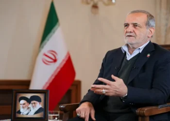 Masoud Pezeshkian, president of Iran, appears during an interview with Khamenei.ir in 2025.