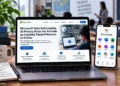 Microsoft laptop and smartphone display AI privacy safeguards for schools, student data protection, responsible AI use, and education technology.