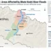 Map showing Nepal districts and areas affected by Bhote Koshi River floods, including Rasuwa, Nuwakot and Dhading.