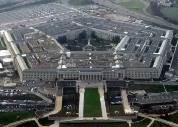 The Pentagon headquarters building in Arlington, Virginia, viewed from outside with its distinctive five-sided structure visible
